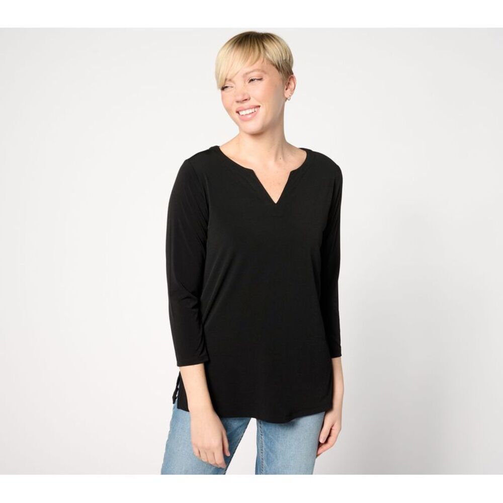 Susan Graver Women's Top Sz 2XS (XXS) Essentials Liquid Knit Black A638772
